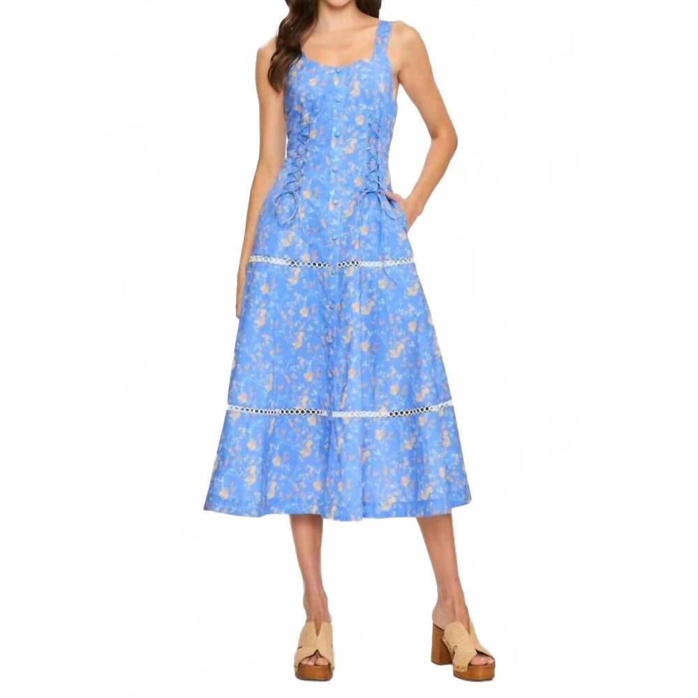 NEW CAMELLIA clara floral midi dress in blue